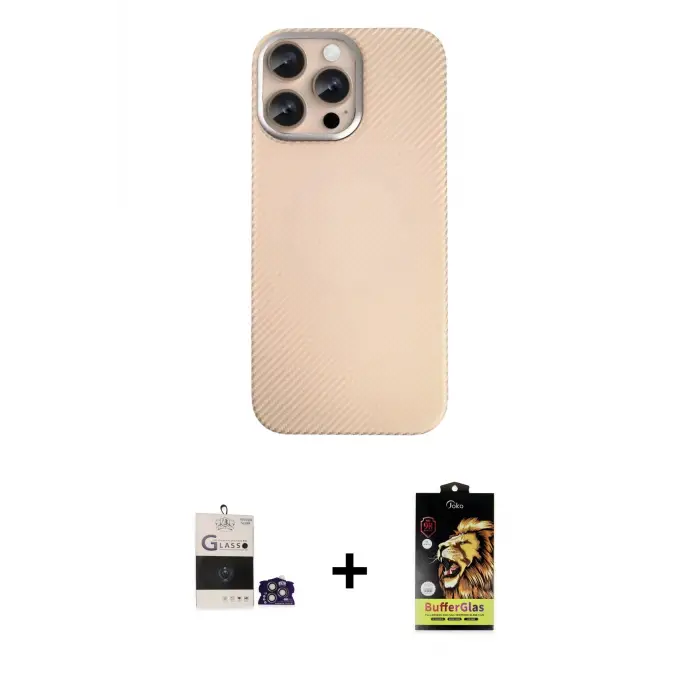 ieg™ iPhone 14 Pro Max Kılıf Eksen Prime - Siyah Buffer Cam Ekran Koruyucu + Bilvis Titan Kamera Lens - GS