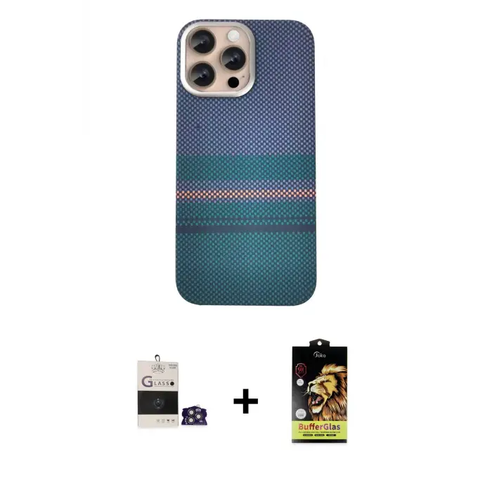 ieg™ iPhone 14 Pro Max Kılıf Eksen Prime - Siyah Buffer Cam Ekran Koruyucu + Bilvis Titan Kamera Lens - GS