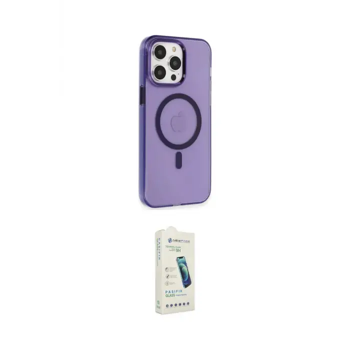 ieg™ iPhone 14 Pro Max Kılıf Kıvılcım Asil Özel Seri - Şeffaf Pasifik Cam Ekran Koruyucu