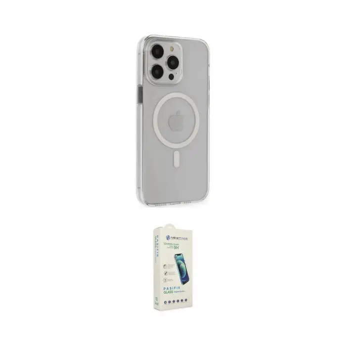 ieg™ iPhone 14 Pro Max Kılıf Kıvılcım Asil Özel Seri - Şeffaf Pasifik Cam Ekran Koruyucu