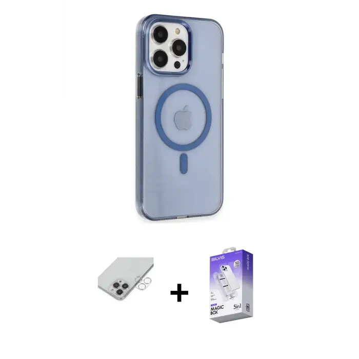 ieg™ iPhone 14 Pro Max Kılıf Kıvılcım Asil Özel Seri - Siyah Bilvis 5in1 3D Magic Cam Ekran Koruyucu + Band Metal Kamera Lens - GS