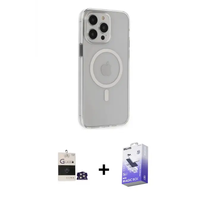 ieg™ iPhone 14 Pro Max Kılıf Kıvılcım Asil Özel Seri - Siyah Bilvis 5in1 5D Magic Hayalet Cam Ekran Koruyucu + Bilvis Titan Kamera Lens - GS