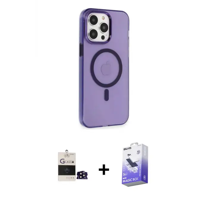 ieg™ iPhone 14 Pro Max Kılıf Kıvılcım Asil Özel Seri - Siyah Bilvis 5in1 5D Magic Hayalet Cam Ekran Koruyucu + Bilvis Titan Kamera Lens - SH
