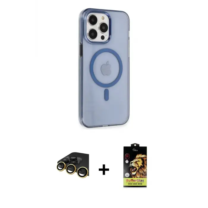 ieg™ iPhone 14 Pro Max Kılıf Kıvılcım Asil Özel Seri - Siyah Buffer Cam Ekran Koruyucu + Raze Metal Kamera Lens - GD