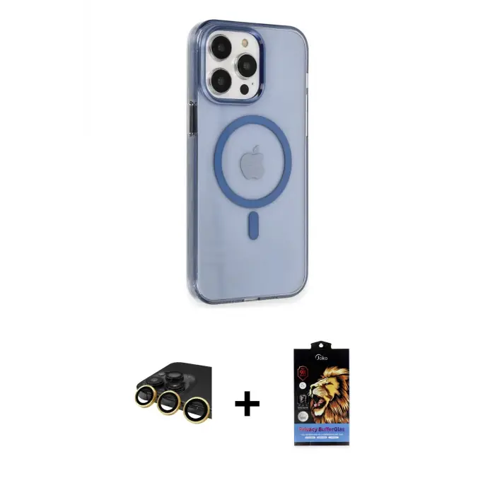 ieg™ iPhone 14 Pro Max Kılıf Kıvılcım Asil Özel Seri - Siyah Buffer Hayalet Cam Ekran Koruyucu + Raze Metal Kamera Lens - GD