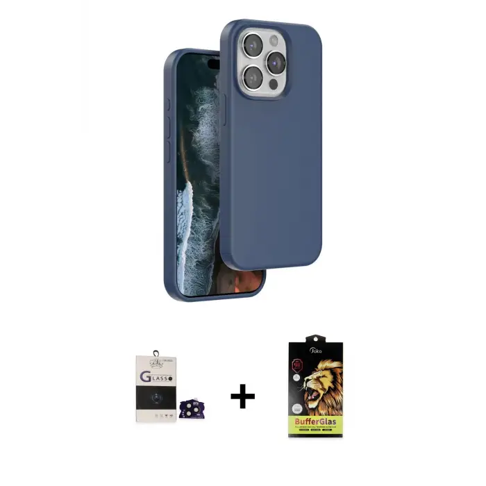 ieg™ iPhone 14 Pro Max Kılıf Kıvılcım Çizgi Serisi - Siyah Buffer Cam Ekran Koruyucu + Bilvis Titan Kamera Lens - SH