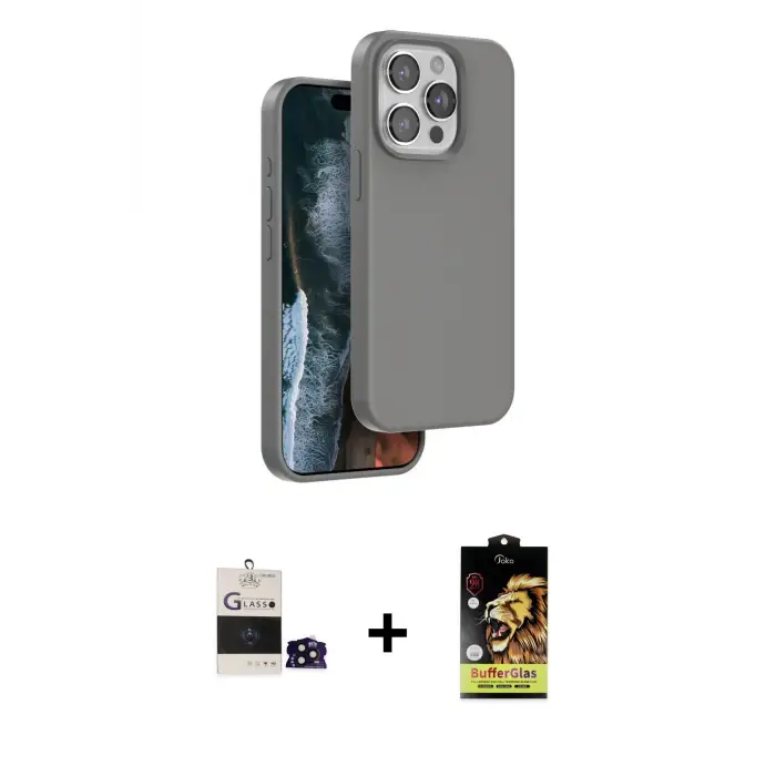 ieg™ iPhone 14 Pro Max Kılıf Kıvılcım Çizgi Serisi - Siyah Buffer Cam Ekran Koruyucu + Bilvis Titan Kamera Lens - SH