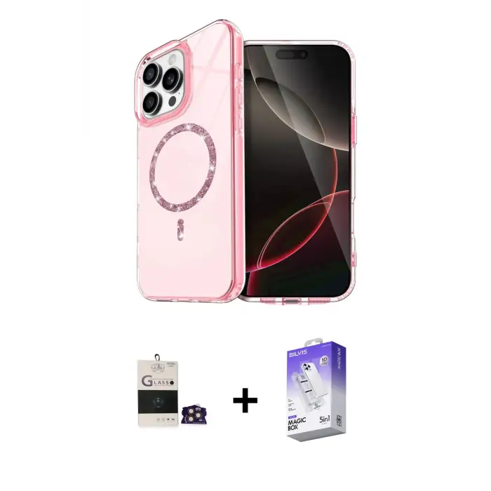 ieg™ iPhone 14 Pro Max Kılıf Kıvılcım Form Prime - Siyah Bilvis 5in1 3D Magic Cam Ekran Koruyucu + Bilvis Titan Kamera Lens - GD