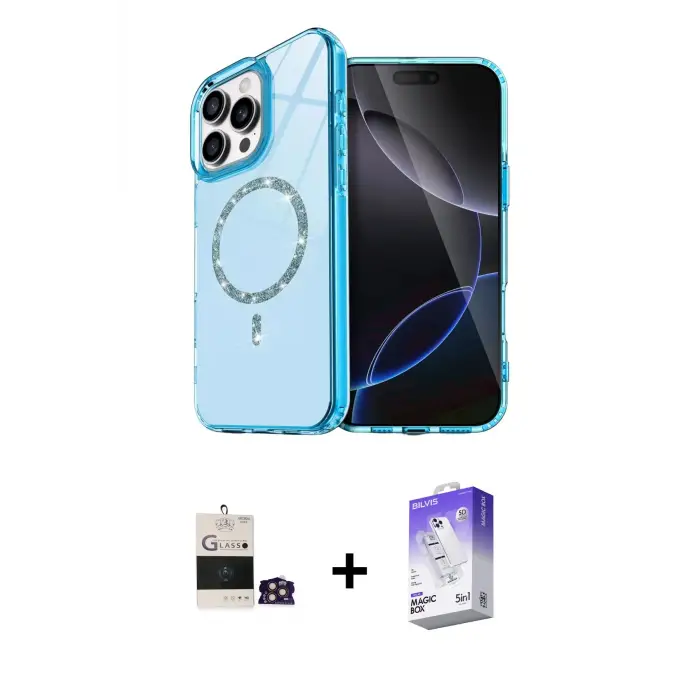 ieg™ iPhone 14 Pro Max Kılıf Kıvılcım Form Prime - Siyah Bilvis 5in1 3D Magic Cam Ekran Koruyucu + Bilvis Titan Kamera Lens - GD