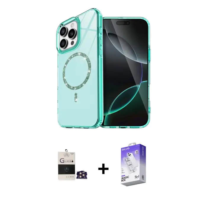 ieg™ iPhone 14 Pro Max Kılıf Kıvılcım Form Prime - Siyah Bilvis 5in1 3D Magic Cam Ekran Koruyucu + Bilvis Titan Kamera Lens - GD