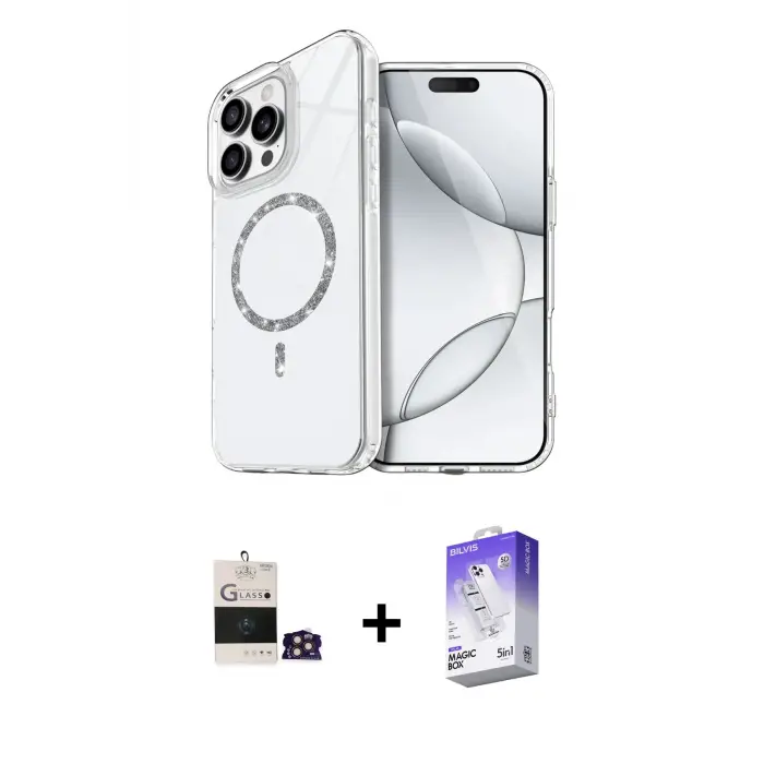 ieg™ iPhone 14 Pro Max Kılıf Kıvılcım Form Prime - Siyah Bilvis 5in1 3D Magic Cam Ekran Koruyucu + Bilvis Titan Kamera Lens - GD