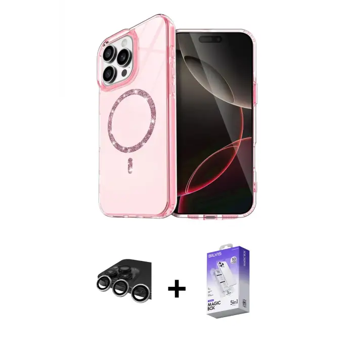 ieg™ iPhone 14 Pro Max Kılıf Kıvılcım Form Prime - Siyah Bilvis 5in1 3D Magic Cam Ekran Koruyucu + Raze Metal Kamera Lens - GS