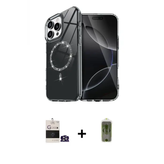 ieg™ iPhone 14 Pro Max Kılıf Kıvılcım Form Prime - Siyah Joko Magic 5D Hayalet Cam + Bilvis Titan Kamera Lens - GS