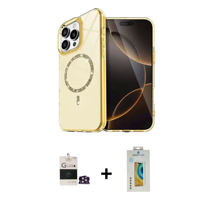 ieg™ iPhone 14 Pro Max Kılıf Kıvılcım Form Prime - Siyah Polymer Nano Ekran Koruyucu + Bilvis Titan Kamera Lens - GD