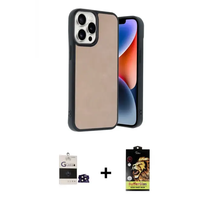 ieg™ iPhone 14 Pro Max Kılıf Kıvılcım Işık Serisi - Siyah Buffer Cam Ekran Koruyucu + Bilvis Titan Kamera Lens - SH