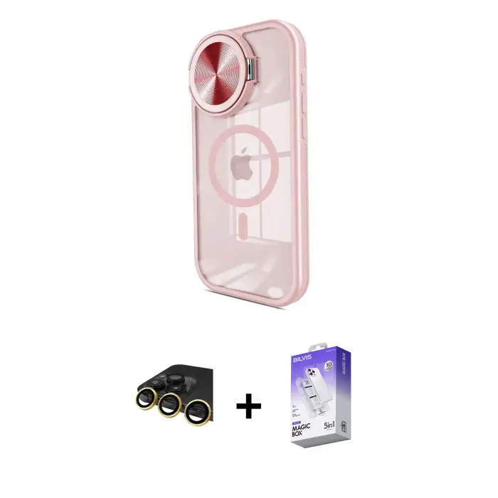 ieg™ iPhone 14 Pro Max Kılıf Kıvılcım Modern Koleksiyonu - Siyah Bilvis 5in1 3D Magic Cam Ekran Koruyucu + Raze Metal Kamera Lens - GD
