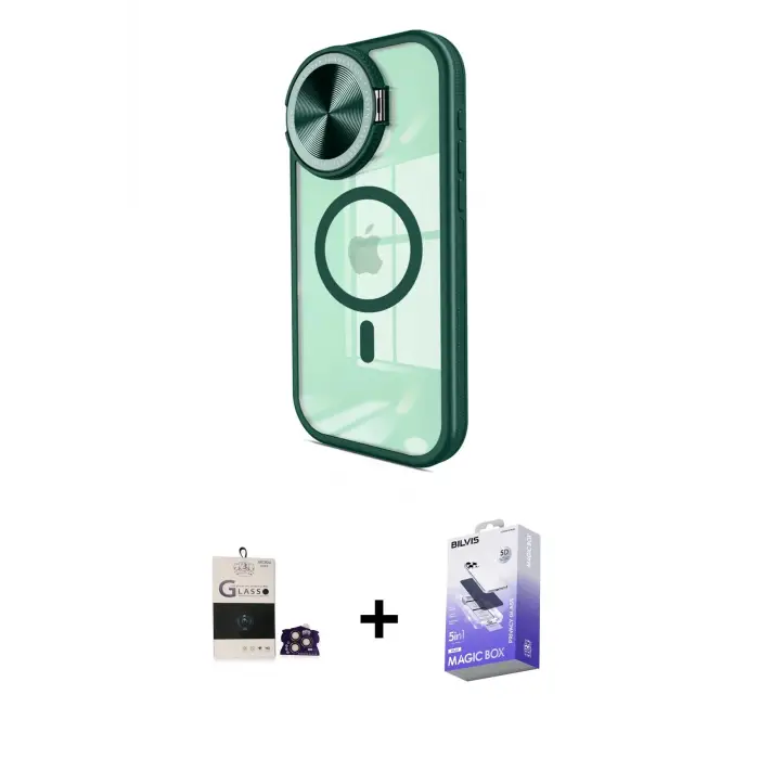 ieg™ iPhone 14 Pro Max Kılıf Kıvılcım Modern Koleksiyonu - Siyah Bilvis 5in1 5D Magic Hayalet Cam Ekran Koruyucu + Bilvis Titan Kamera Lens - GD