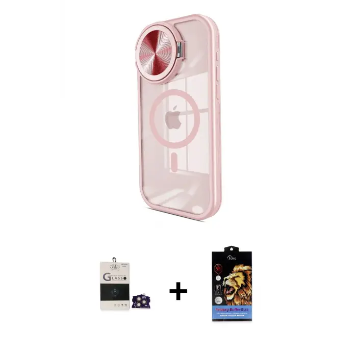 ieg™ iPhone 14 Pro Max Kılıf Kıvılcım Modern Koleksiyonu - Siyah Buffer Hayalet Cam Ekran Koruyucu + Bilvis Titan Kamera Lens - GD