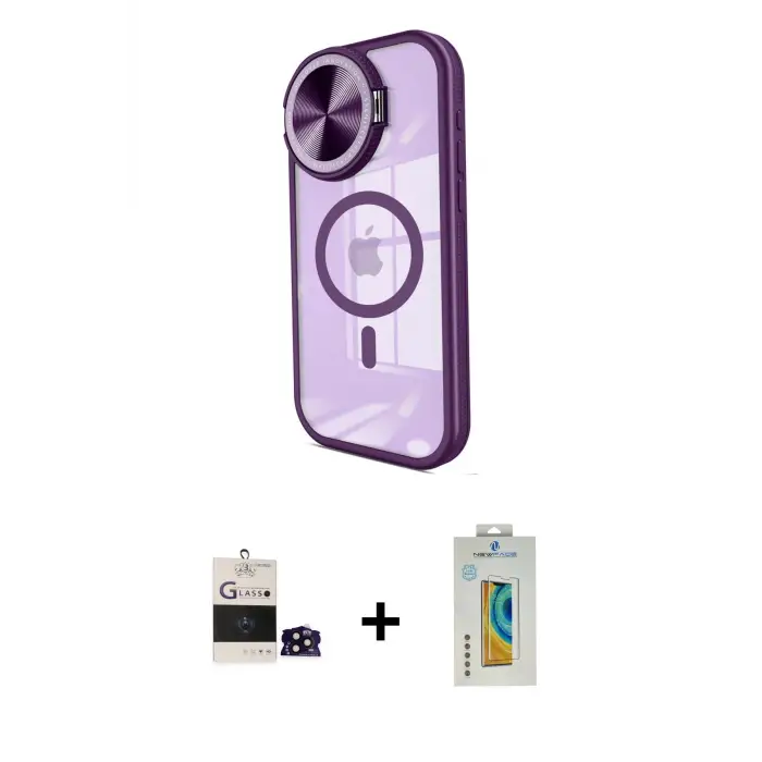 ieg™ iPhone 14 Pro Max Kılıf Kıvılcım Modern Koleksiyonu - Siyah Polymer Nano Ekran Koruyucu + Bilvis Titan Kamera Lens - SH