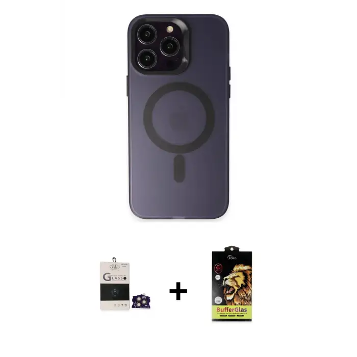 ieg™ iPhone 14 Pro Max Kılıf Kozmos Çizgi Prime - Siyah Buffer Cam Ekran Koruyucu + Bilvis Titan Kamera Lens - GD