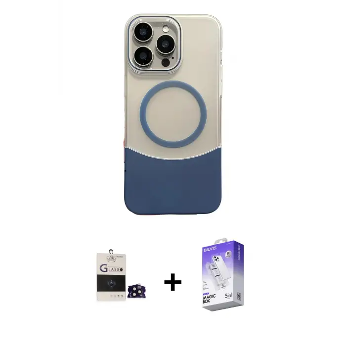ieg™ iPhone 14 Pro Max Kılıf Kozmos Form Özel Seri - Siyah Bilvis 5in1 3D Magic Cam Ekran Koruyucu + Bilvis Titan Kamera Lens - SH