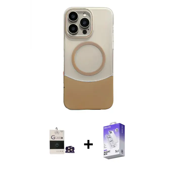 ieg™ iPhone 14 Pro Max Kılıf Kozmos Form Özel Seri - Siyah Bilvis 5in1 3D Magic Cam Ekran Koruyucu + Bilvis Titan Kamera Lens - GD