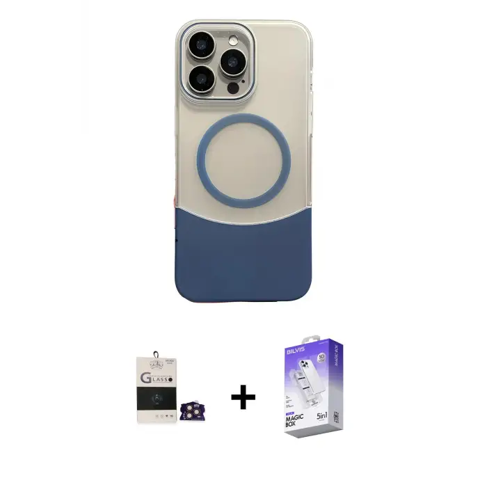 ieg™ iPhone 14 Pro Max Kılıf Kozmos Form Özel Seri - Siyah Bilvis 5in1 3D Magic Cam Ekran Koruyucu + Bilvis Titan Kamera Lens - GD