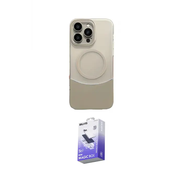 ieg™ iPhone 14 Pro Max Kılıf Kozmos Form Özel Seri - Siyah Bilvis 5in1 5D Magic Hayalet Cam Ekran Koruyucu