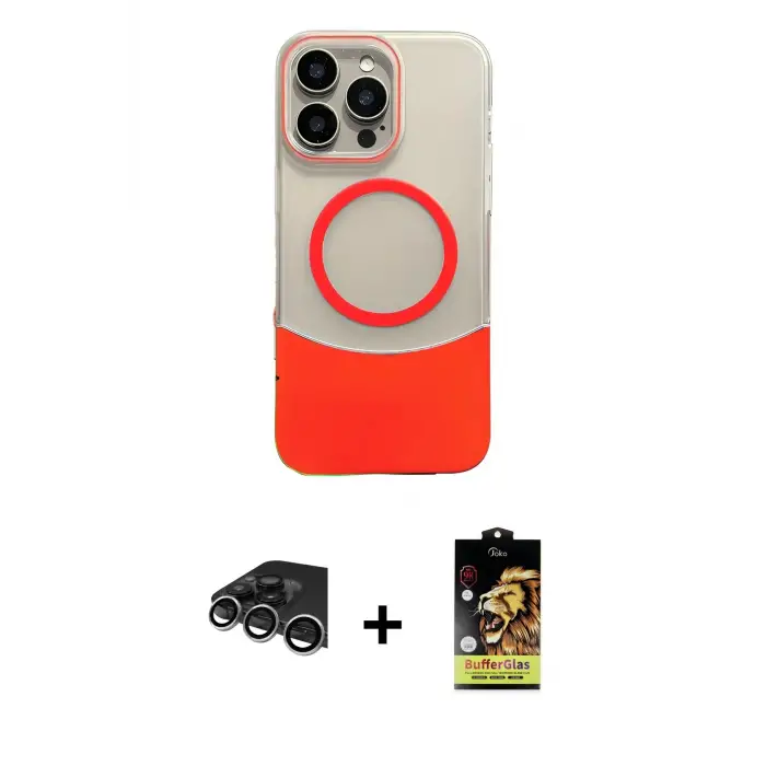 ieg™ iPhone 14 Pro Max Kılıf Kozmos Form Özel Seri - Siyah Buffer Cam Ekran Koruyucu + Raze Metal Kamera Lens - GS