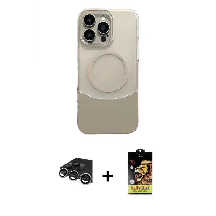 ieg™ iPhone 14 Pro Max Kılıf Kozmos Form Özel Seri - Siyah Buffer Cam Ekran Koruyucu + Raze Metal Kamera Lens - GS