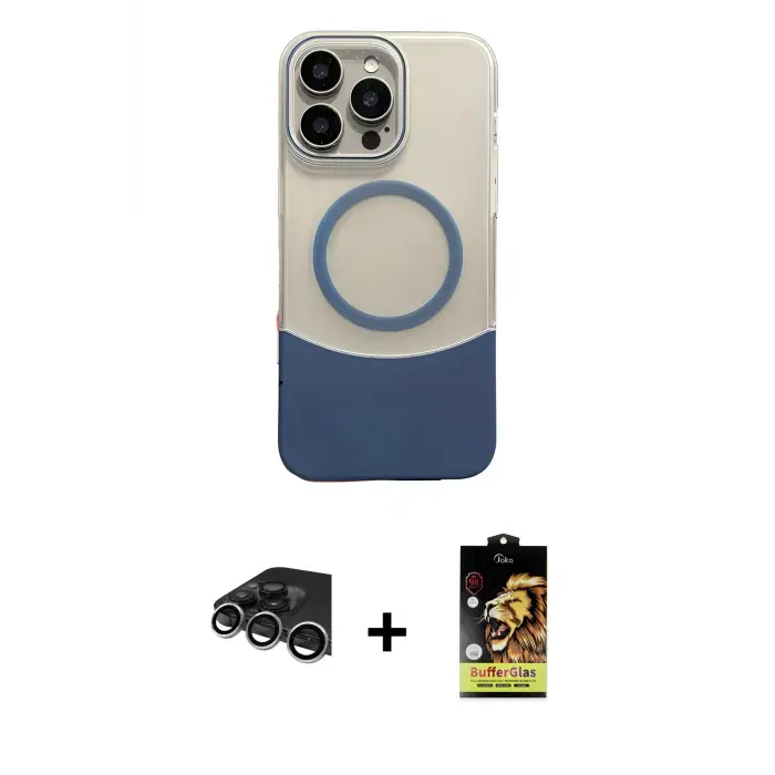 ieg™ iPhone 14 Pro Max Kılıf Kozmos Form Özel Seri - Siyah Buffer Cam Ekran Koruyucu + Raze Metal Kamera Lens - GS