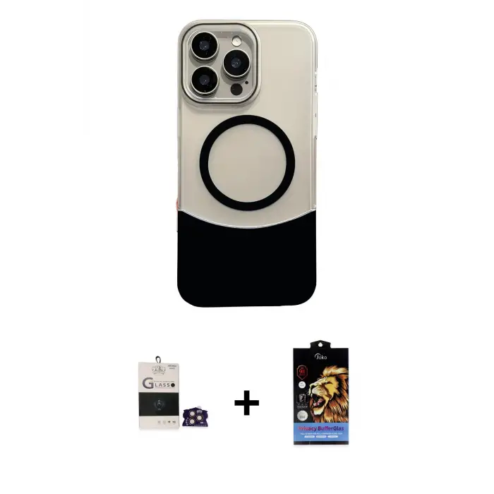 ieg™ iPhone 14 Pro Max Kılıf Kozmos Form Özel Seri - Siyah Buffer Hayalet Cam Ekran Koruyucu + Bilvis Titan Kamera Lens - GD