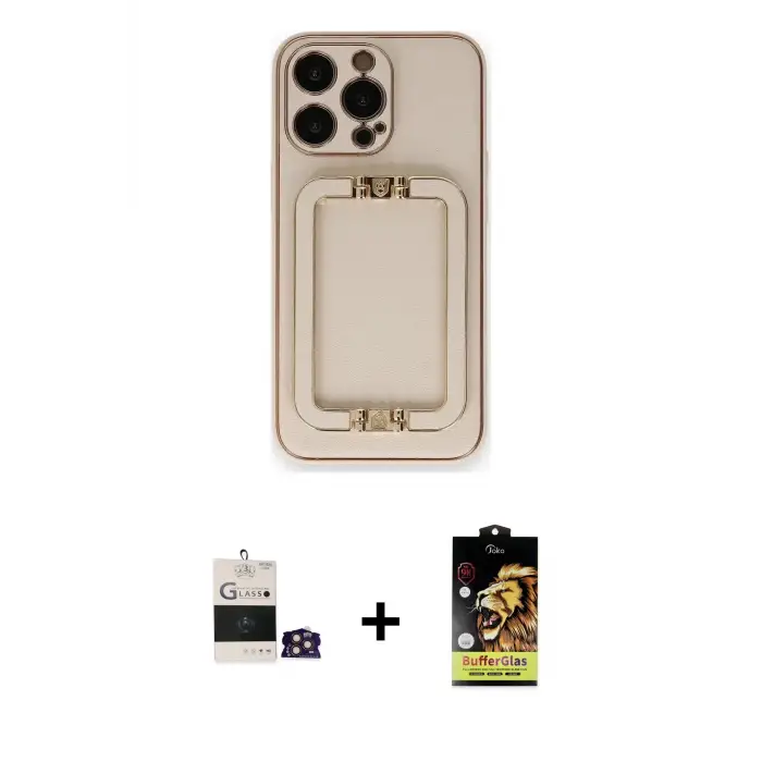 ieg™ iPhone 14 Pro Max Kılıf Kozmos Minimal Prime - Siyah Buffer Cam Ekran Koruyucu + Bilvis Titan Kamera Lens - GD