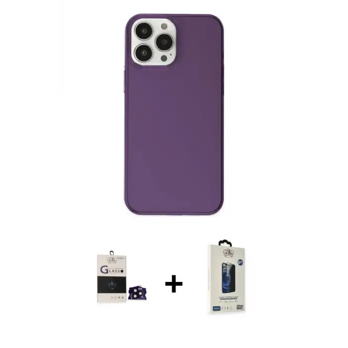 ieg™ iPhone 14 Pro Max Kılıf Kutup Doku Koleksiyonu - Siyah Bilvis Hayalet Cam Ekran Koruyucu + Bilvis Titan Kamera Lens - SH