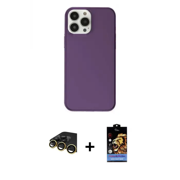 ieg™ iPhone 14 Pro Max Kılıf Kutup Doku Koleksiyonu - Siyah Buffer Hayalet Cam Ekran Koruyucu + Raze Metal Kamera Lens - GD