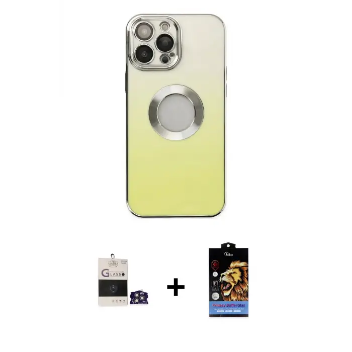 ieg™ iPhone 14 Pro Max Kılıf Kutup Yansıma Özel Seri - Siyah Buffer Hayalet Cam Ekran Koruyucu + Bilvis Titan Kamera Lens - GS