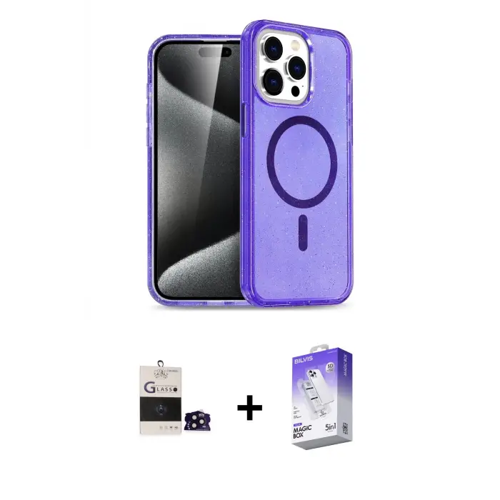 ieg™ iPhone 14 Pro Max Kılıf Nova Asil Prime - Siyah Bilvis 5in1 3D Magic Cam Ekran Koruyucu + Bilvis Titan Kamera Lens - SH
