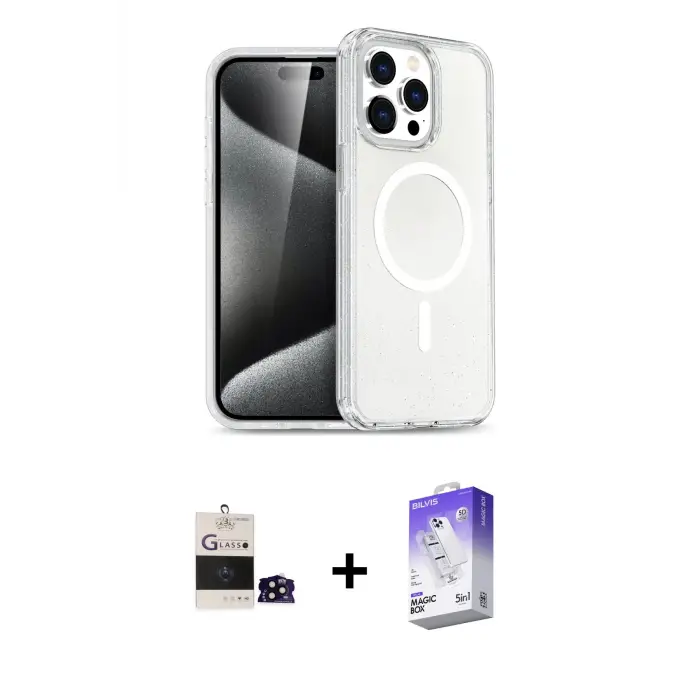 ieg™ iPhone 14 Pro Max Kılıf Nova Asil Prime - Siyah Bilvis 5in1 3D Magic Cam Ekran Koruyucu + Bilvis Titan Kamera Lens - SH