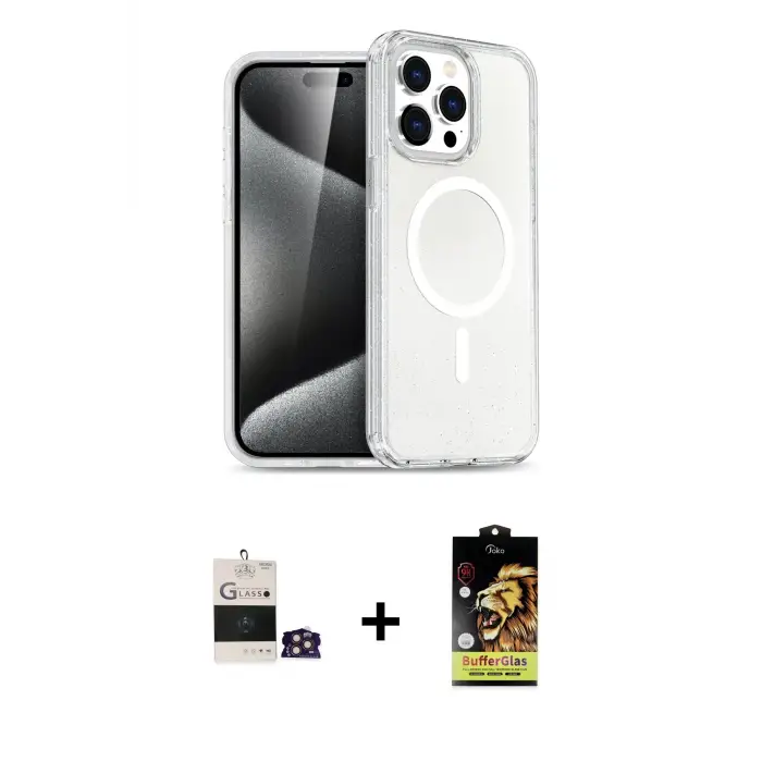 ieg™ iPhone 14 Pro Max Kılıf Nova Asil Prime - Siyah Buffer Cam Ekran Koruyucu + Bilvis Titan Kamera Lens - GD