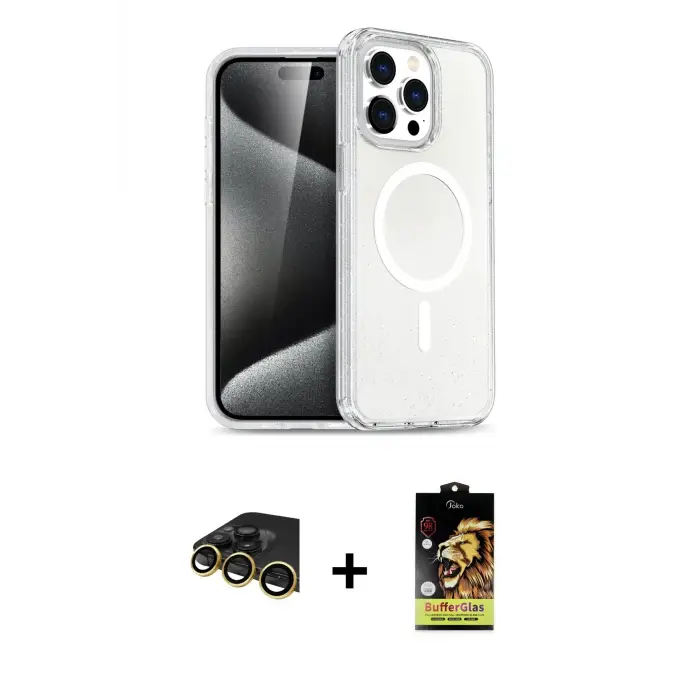 ieg™ iPhone 14 Pro Max Kılıf Nova Asil Prime - Siyah Buffer Cam Ekran Koruyucu + Raze Metal Kamera Lens - GD