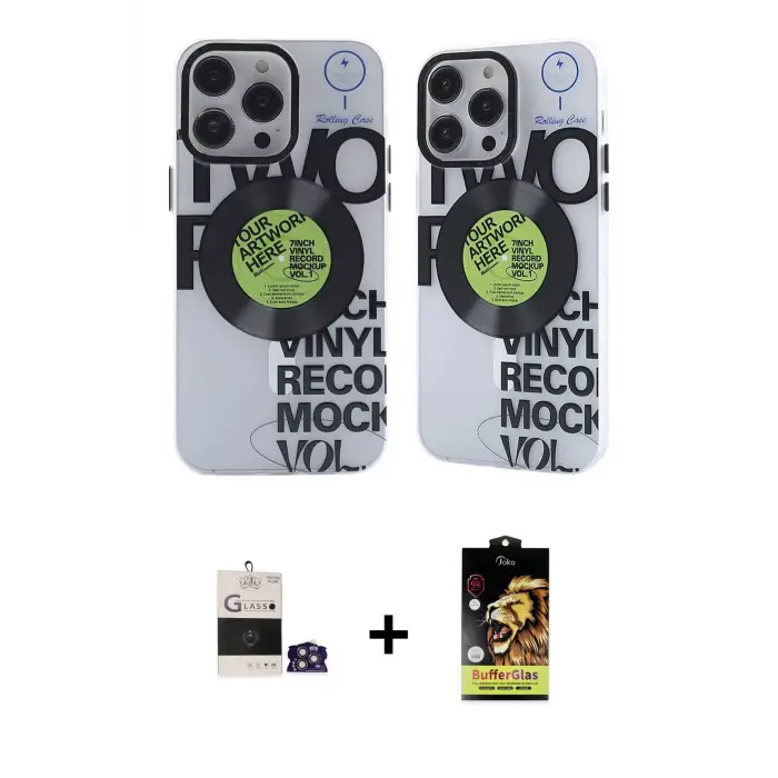 ieg™ iPhone 14 Pro Max Kılıf Nova Doku Koleksiyonu - Siyah Buffer Cam Ekran Koruyucu + Bilvis Titan Kamera Lens - GS