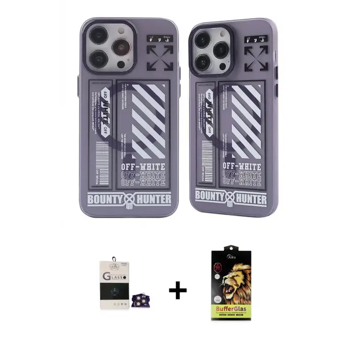 ieg™ iPhone 14 Pro Max Kılıf Nova Doku Koleksiyonu - Siyah Buffer Cam Ekran Koruyucu + Bilvis Titan Kamera Lens - GD
