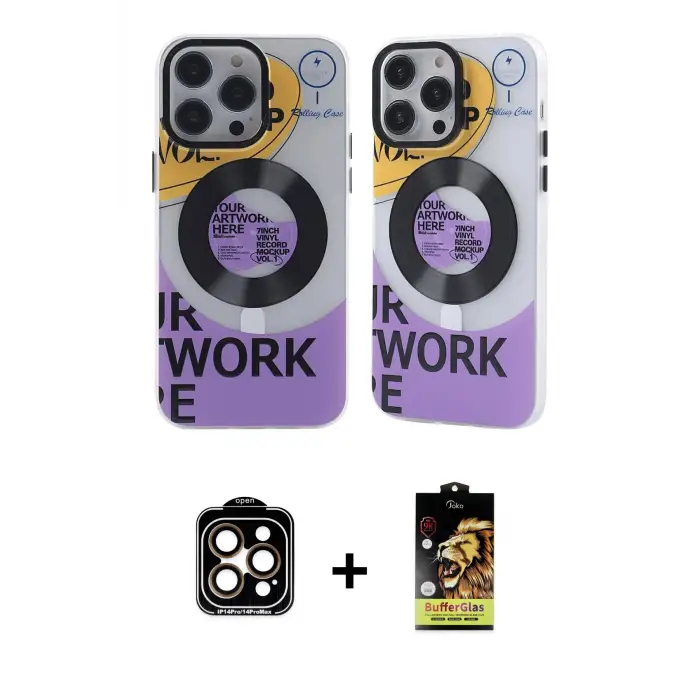 ieg™ iPhone 14 Pro Max Kılıf Nova Doku Koleksiyonu - Siyah Buffer Cam Ekran Koruyucu + PVD Metal Kamera Lens - TU