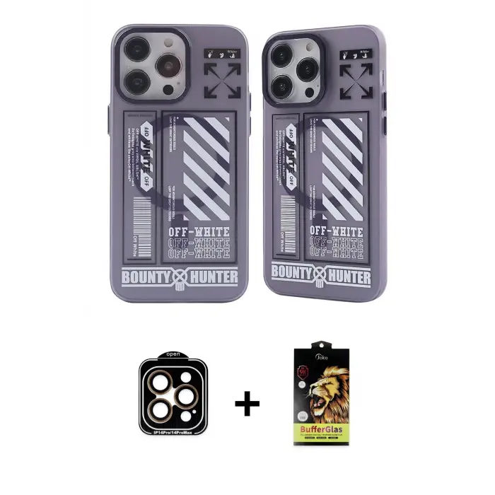 ieg™ iPhone 14 Pro Max Kılıf Nova Doku Koleksiyonu - Siyah Buffer Cam Ekran Koruyucu + PVD Metal Kamera Lens - TU