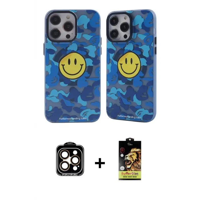 ieg™ iPhone 14 Pro Max Kılıf Nova Doku Koleksiyonu - Siyah Buffer Cam Ekran Koruyucu + PVD Metal Kamera Lens - TU