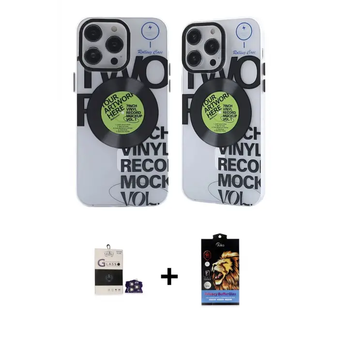 ieg™ iPhone 14 Pro Max Kılıf Nova Doku Koleksiyonu - Siyah Buffer Hayalet Cam Ekran Koruyucu + Bilvis Titan Kamera Lens - GS
