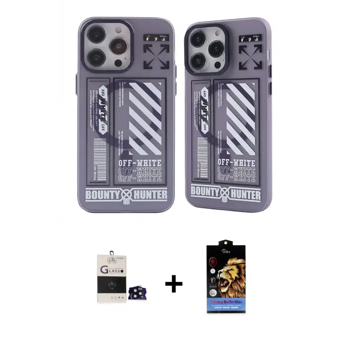 ieg™ iPhone 14 Pro Max Kılıf Nova Doku Koleksiyonu - Siyah Buffer Hayalet Cam Ekran Koruyucu + Bilvis Titan Kamera Lens - SH