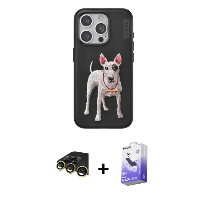 ieg™ iPhone 14 Pro Max Kılıf Nova Form Koleksiyonu - Siyah Bilvis 5in1 5D Magic Hayalet Cam Ekran Koruyucu + Raze Metal Kamera Lens - GD