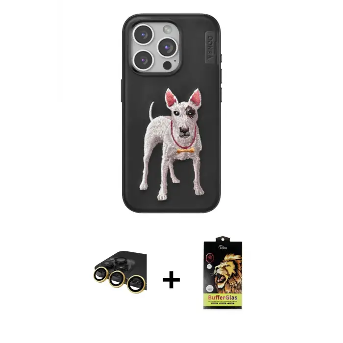 ieg™ iPhone 14 Pro Max Kılıf Nova Form Koleksiyonu - Siyah Buffer Cam Ekran Koruyucu + Raze Metal Kamera Lens - GD