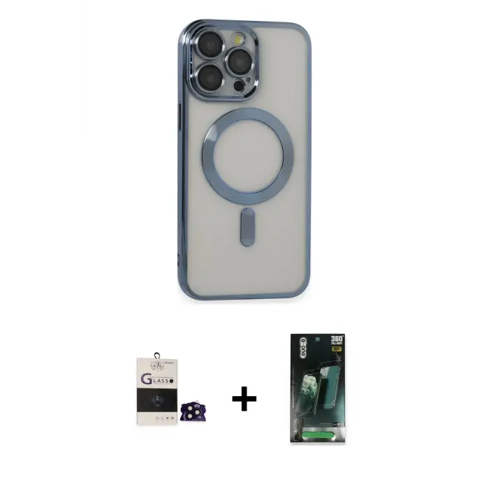 ieg™ iPhone 14 Pro Max Kılıf Nova Işık Özel Seri - Siyah 360 Mat Full Body Arka Koruyucu + Bilvis Titan Kamera Lens - SH